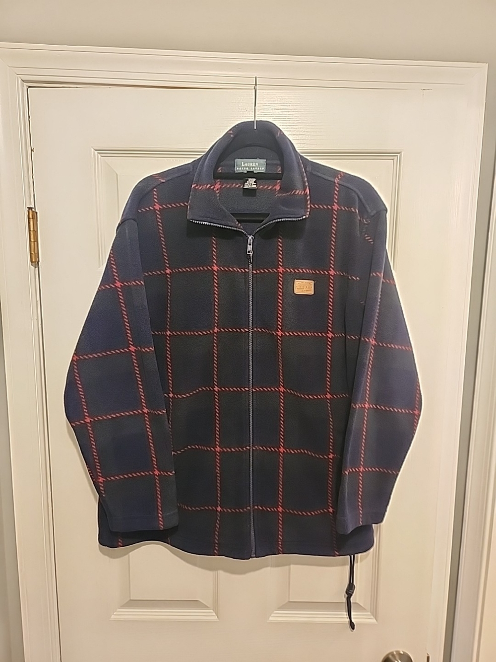 Lauren Ralph Lauren Full Zip Plaid Fleece Jacket, Medium